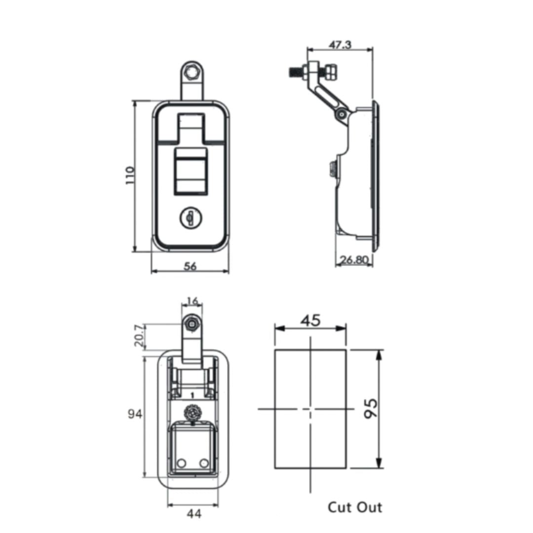 Compression Latch - Chrome 95 x 45 - TSF Direct